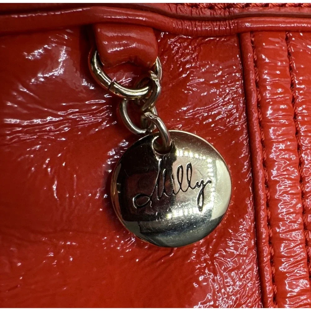 NWT MILLY Large Orange Patent Leather Satchel Purse Bag $465 Handbag Designer - Picture 8 of 8